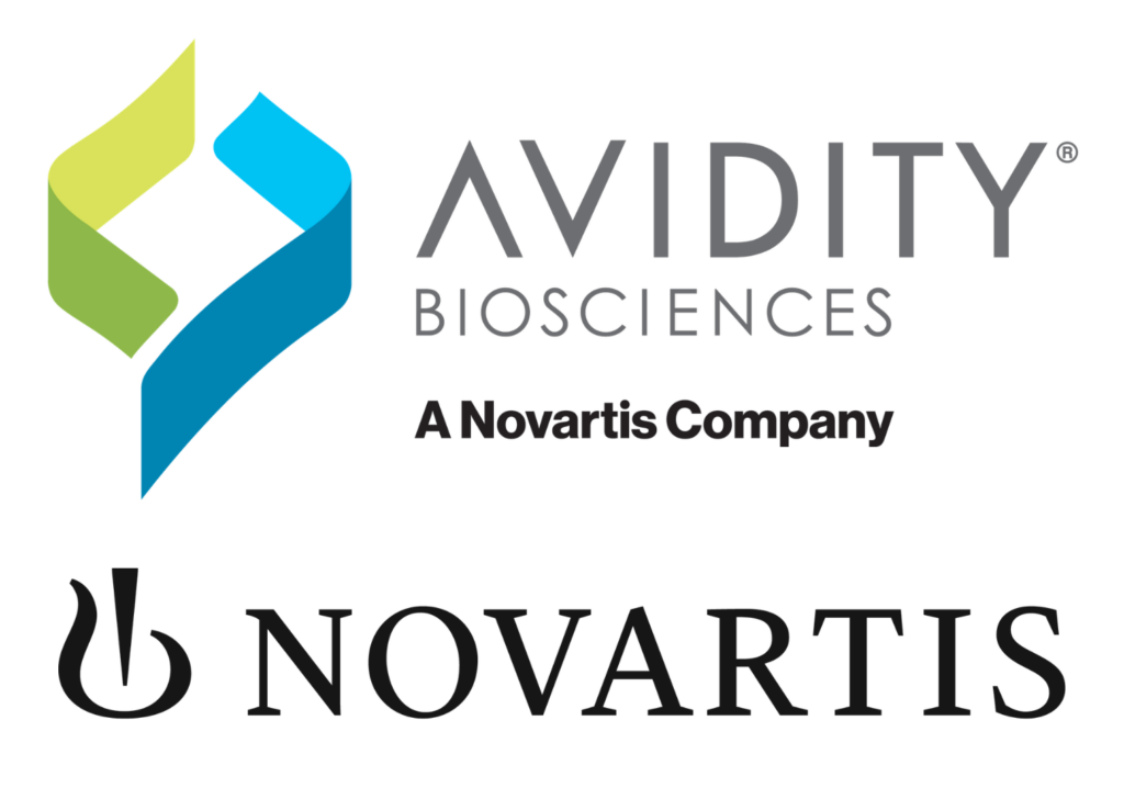 Avidity Biosciences and Novartis logos